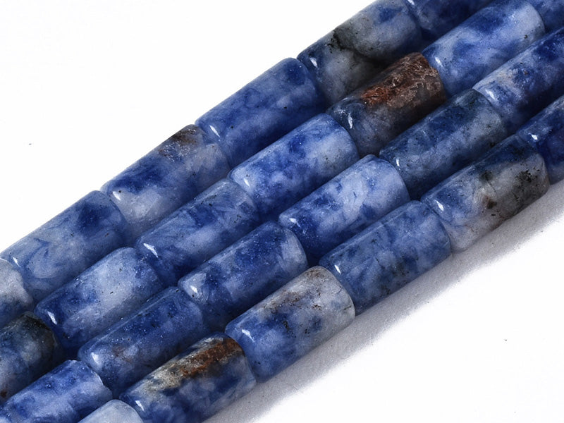 achat 20 perles tube/colonne en jaspe bleu - 6 x 3 mm