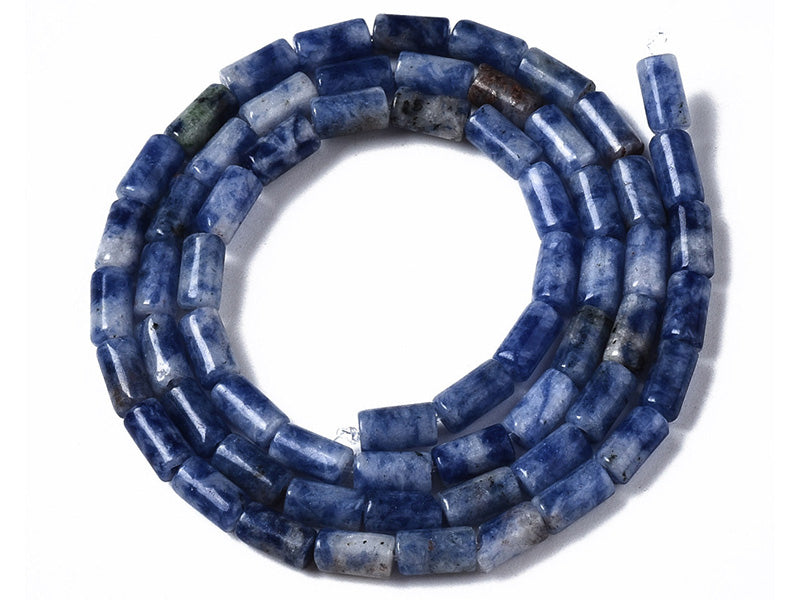 achat 20 perles tube/colonne en jaspe bleu - 6 x 3 mm
