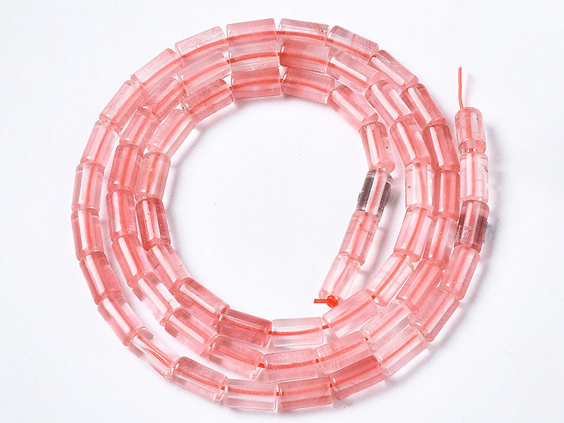 Achat 20 perles tube/colonne en quartz cerise - 6 x 3 mm