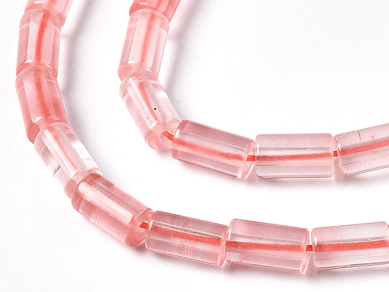 Achat 20 perles tube/colonne en quartz cerise - 6 x 3 mm