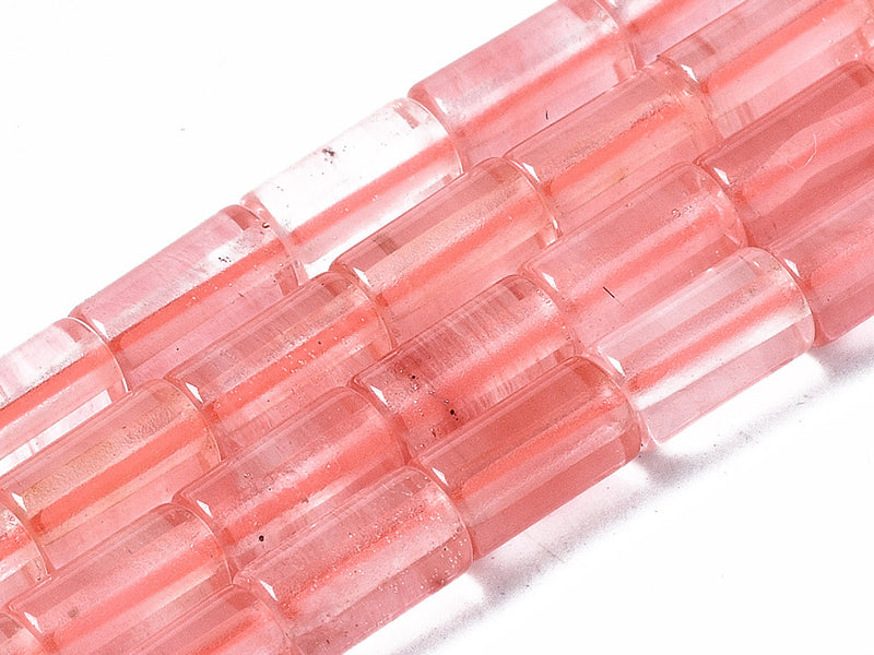 achat 20 perles tube/colonne en quartz cerise - 6 x 3 mm