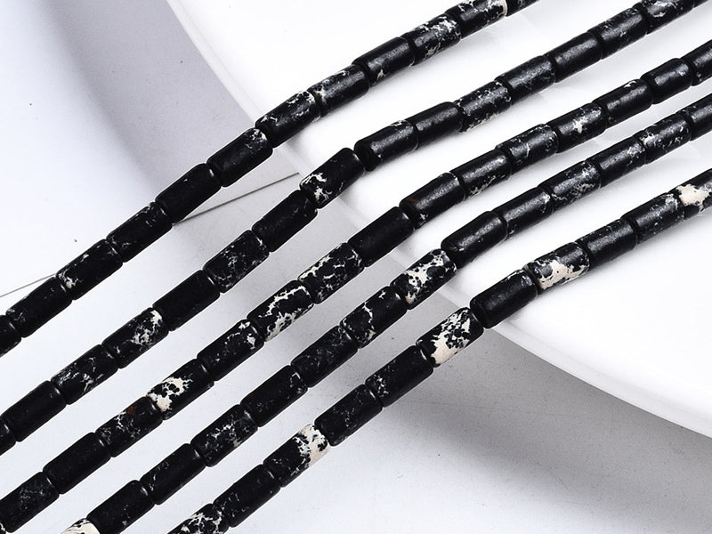 achat 20 perles tube/colonne en jaspe impérial - 6 x 3 mm
