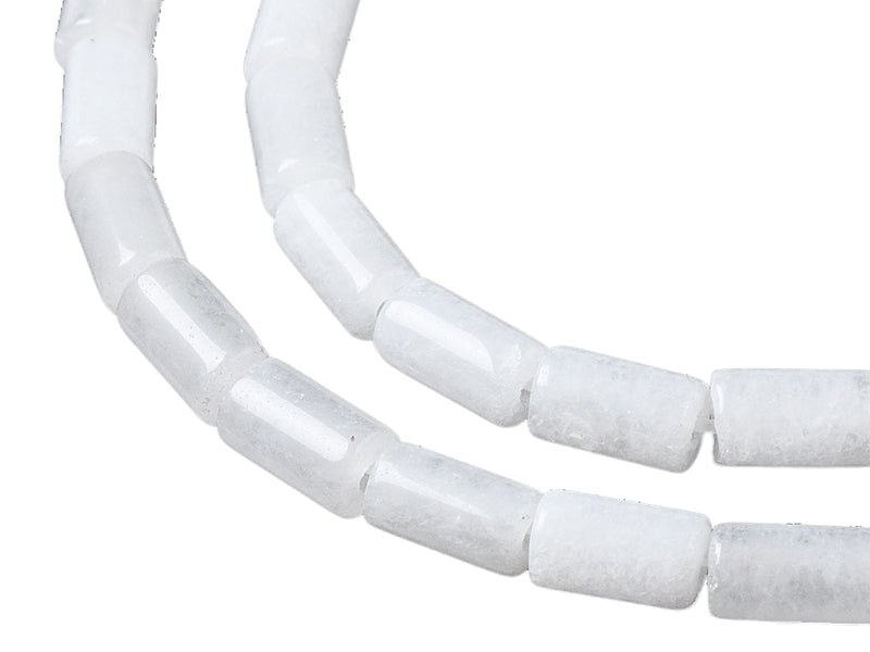 Achat 20 perles tube/colonne en jade blanc - 6 x 3 mm