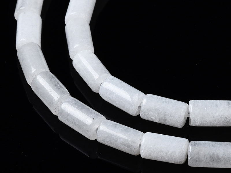 achat 20 perles tube/colonne en jade blanc - 6 x 3 mm