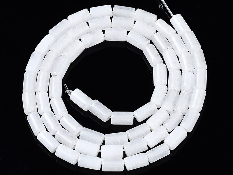 achat 20 perles tube/colonne en jade blanc - 6 x 3 mm