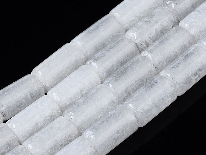 achat 20 perles tube/colonne en jade blanc - 6 x 3 mm