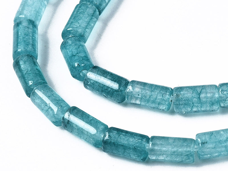Achat 20 perles tube/colonne en aigue-marine avec coloration - 6 x 3 mm