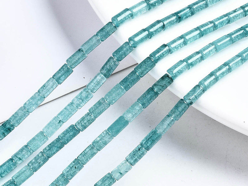 Achat 20 perles tube/colonne en aigue-marine avec coloration - 6 x 3 mm