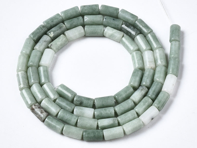 achat 20 perles tube/colonne en pierre naturelle vert d'eau - 6 x 3 mm