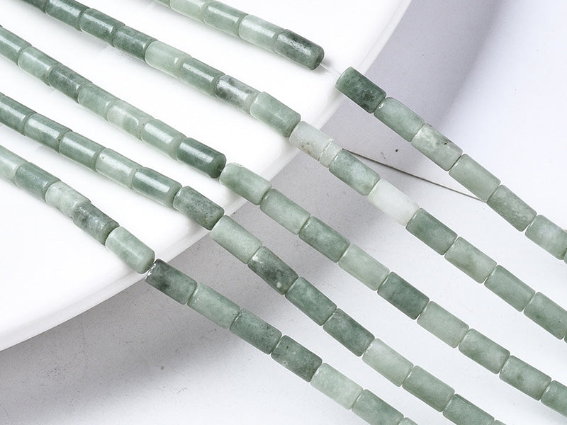 achat 20 perles tube/colonne en pierre naturelle vert d'eau - 6 x 3 mm