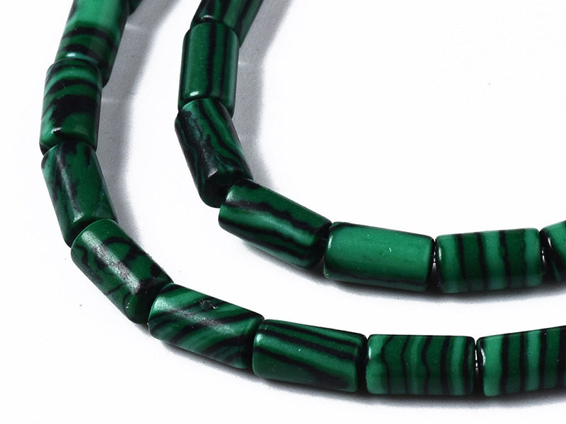 Achat 20 perles tube/colonne en malachite de synthèse - 6 x 3 mm