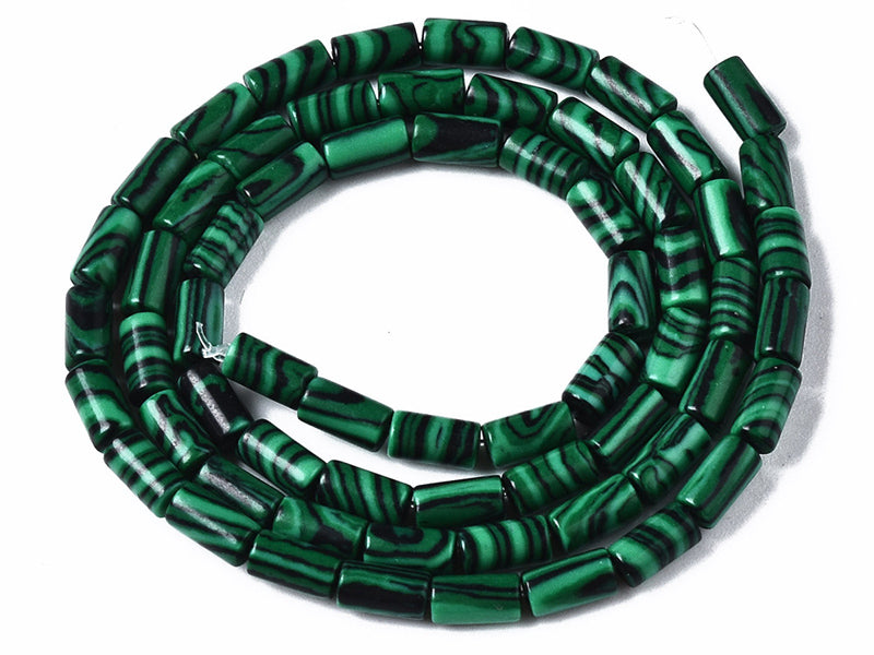 achat 20 perles tube/colonne en malachite de synthèse - 6 x 3 mm
