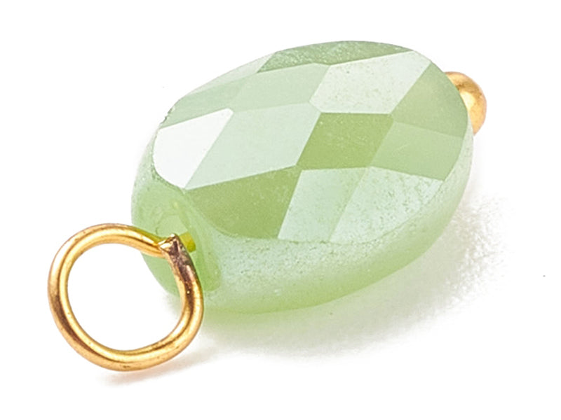 achat 10 pendentifs irisés à facettes en verre - ovale - tons verts - 13 x 6 mm