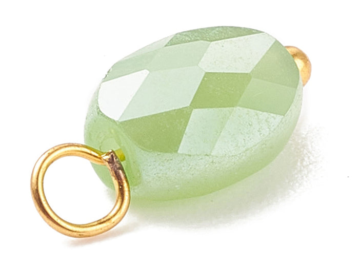 Achat 10 pendentifs irisés à facettes en verre - ovale - tons verts - 13 x 6 mm