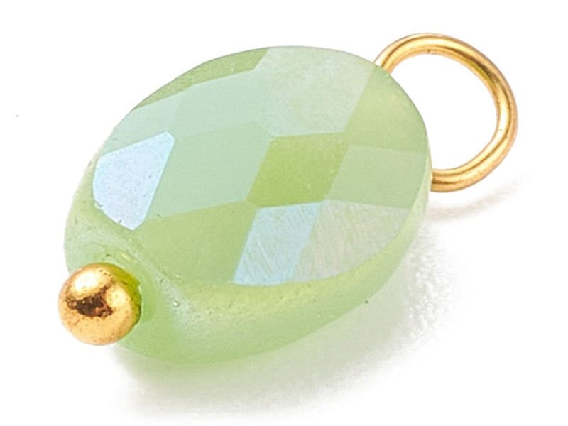 achat 10 pendentifs irisés à facettes en verre - ovale - tons verts - 13 x 6 mm