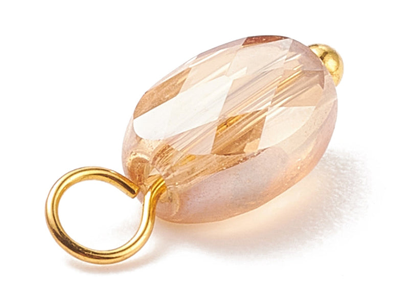 Achat 10 pendentifs irisés à facettes en verre - ovale - tons lilas - 13x6 mm