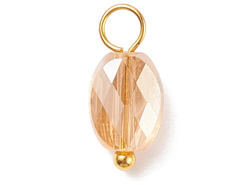 achat 10 pendentifs irisés à facettes en verre - ovale - tons lilas - 13x6 mm