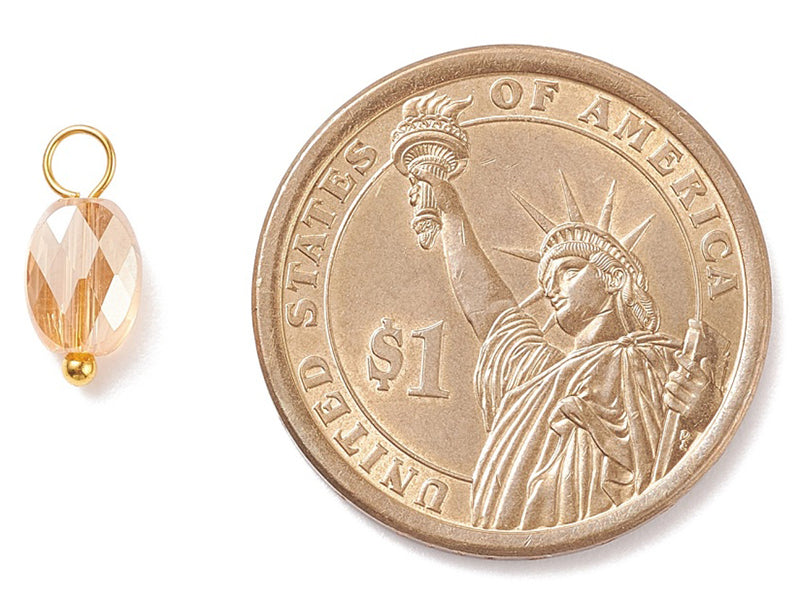 achat 10 pendentifs irisés à facettes en verre - ovale - tons lilas - 13x6 mm