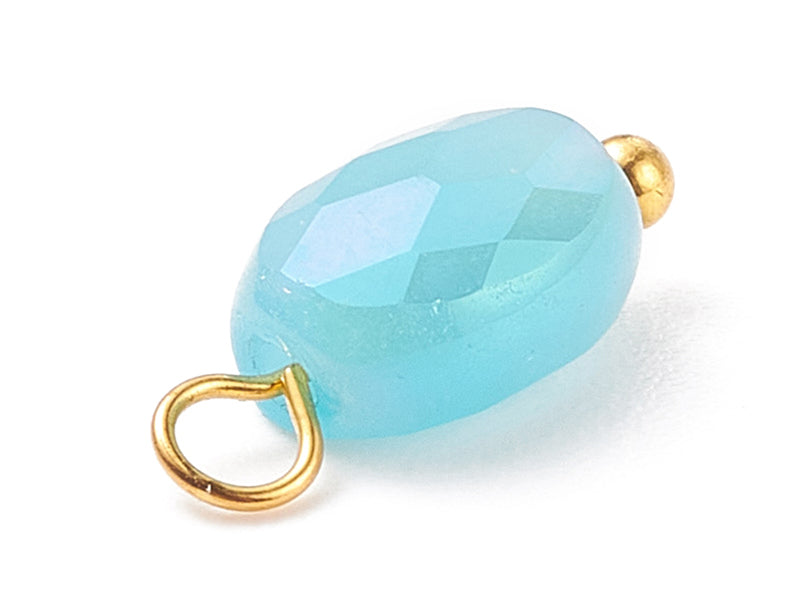 achat 10 pendentifs irisés à facettes en verre - ovale - Tons bleus - 13 x 6 mm