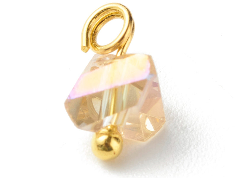 achat 10 pendentifs en verre irisé - forme triangulaire - tons crèmes - 8 x 6 mm