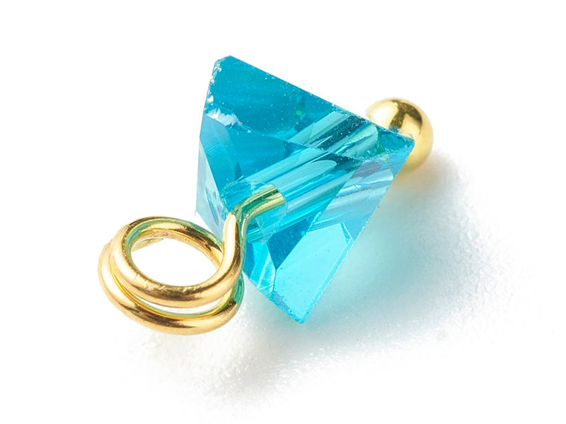 achat 10 pendentifs en verre irisé - forme triangulaire - tons bleus - 8 x 6 mm