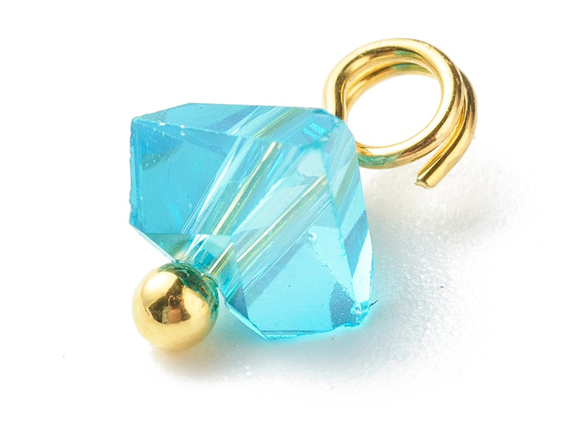 achat 10 pendentifs en verre irisé - forme triangulaire - tons bleus - 8 x 6 mm