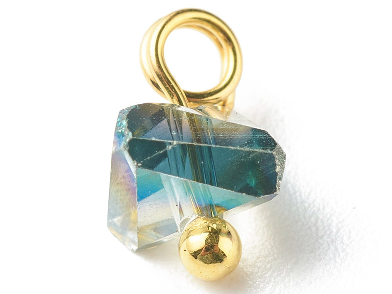 achat 10 pendentifs en verre irisé - forme triangulaire - tons verts - 8 x 6 mm