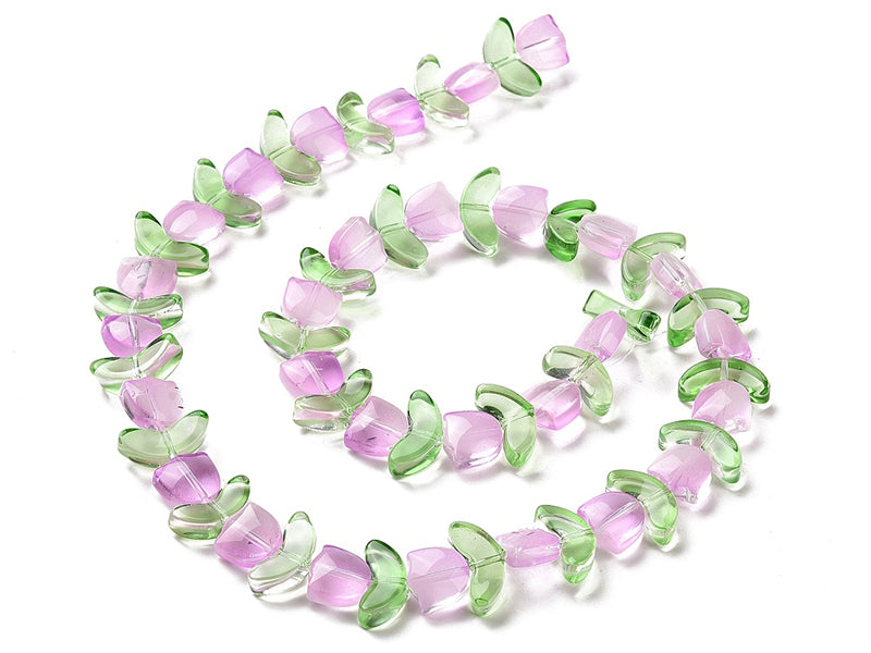 achat 14 perles en verre - Tulipe rose - 15 x 15 mm