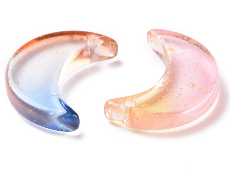 achat 20 perles lunes en verre - Couleurs variées - 16 x 11 mm