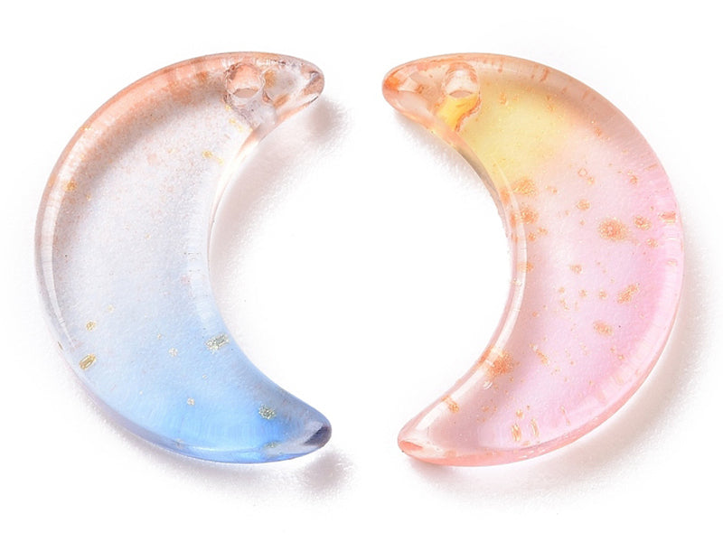 achat 20 perles lunes en verre - Couleurs variées - 16 x 11 mm