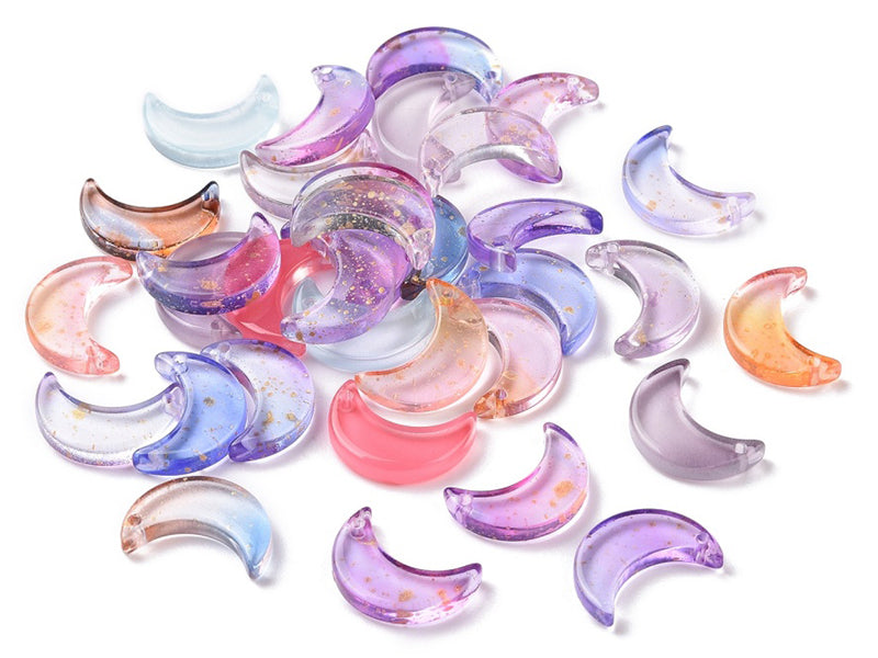 achat 20 perles lunes en verre - Couleurs variées - 16 x 11 mm