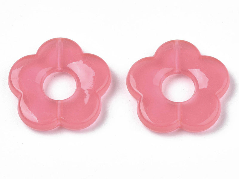 achat Perle fleur en acrylique rose - 26 mm