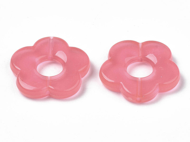 achat Perle fleur en acrylique rose - 26 mm