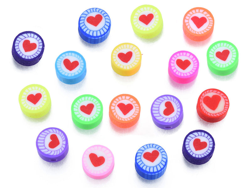 Achat 20 perles en pâte polymère - Cœur pop -  10 mm