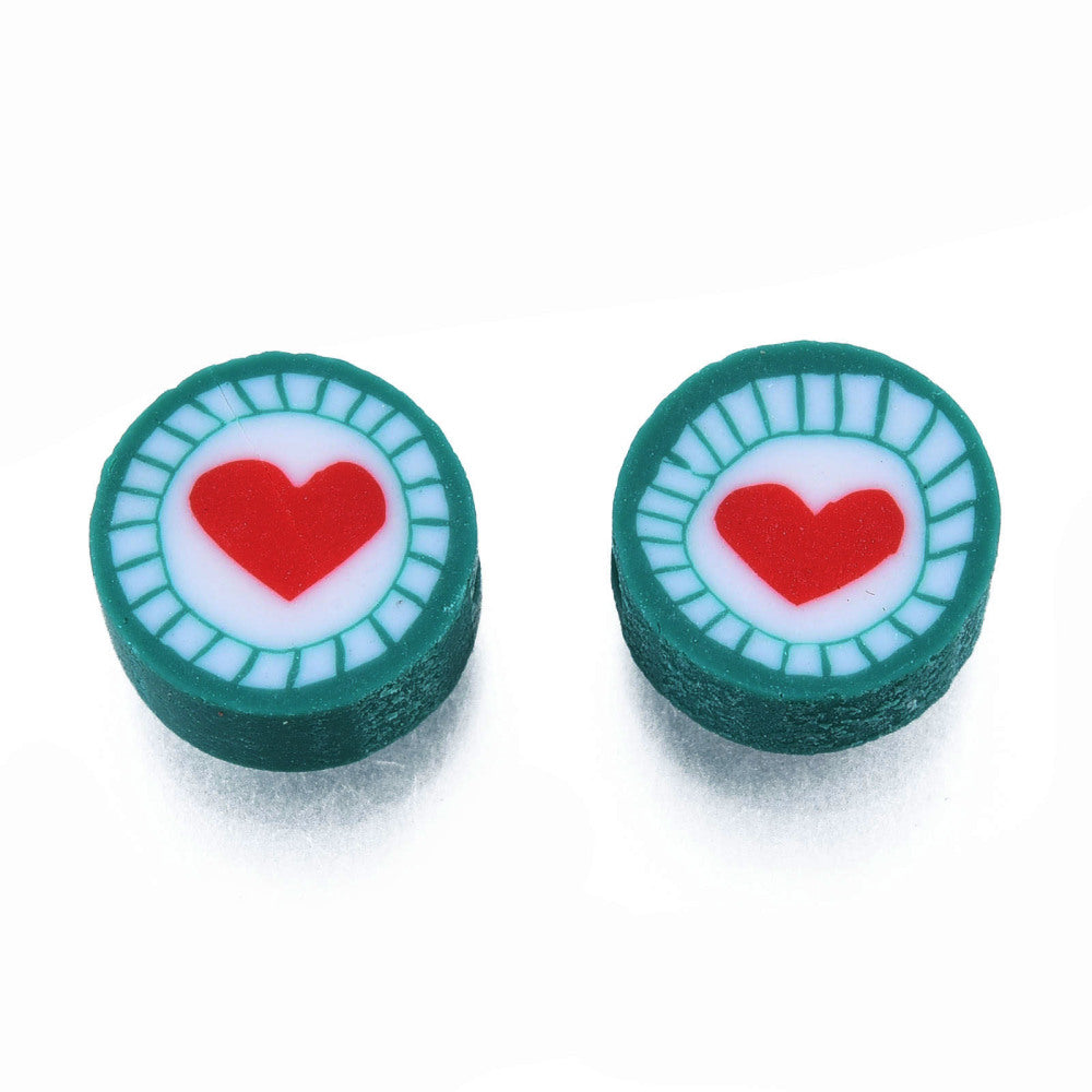 Achat 20 perles en pâte polymère - Cœur pop -  10 mm