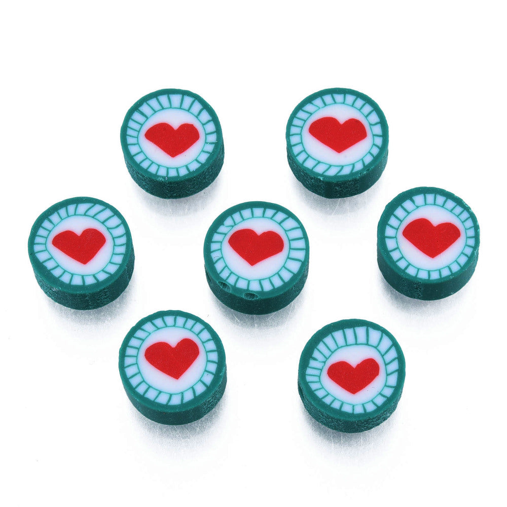 achat 20 perles en pâte polymère - Cœur pop -  10 mm