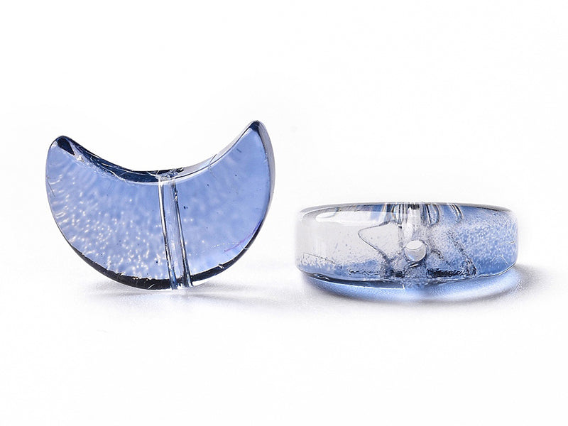 Achat 20 perles en verre croissant de lune - bleu marine - 14 x 9 mm