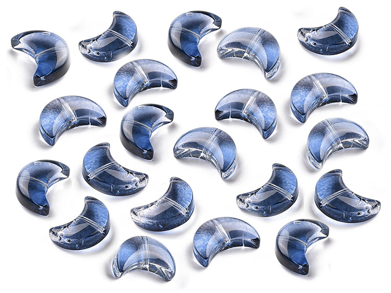 Achat 20 perles en verre croissant de lune - bleu marine - 14 x 9 mm