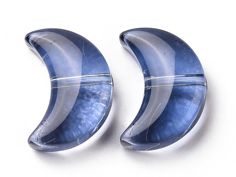achat 20 perles en verre croissant de lune - bleu marine - 14 x 9 mm