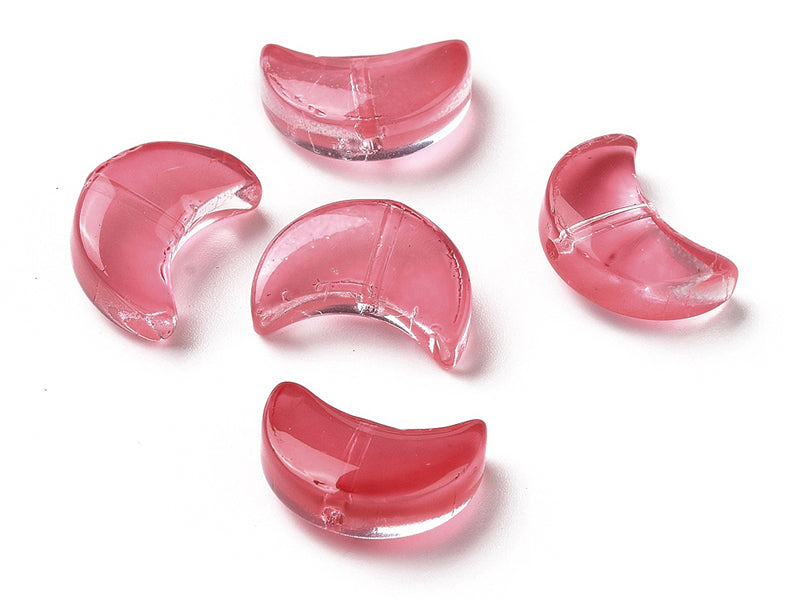 achat 20 perles en verre croissant de lune - couleurs variées - 14 x 9 mm
