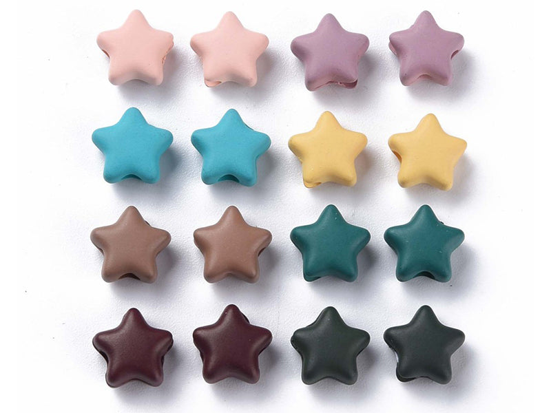 Achat 20 perles étoiles acryliques - Couleurs mattes - 9 mm