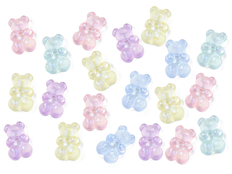 Achat 20 perles nounours/ourson acryliques - couleurs variées - 18 x 12 mm