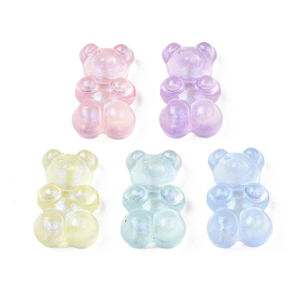 achat 20 perles nounours/ourson acryliques - couleurs variées - 18 x 12 mm