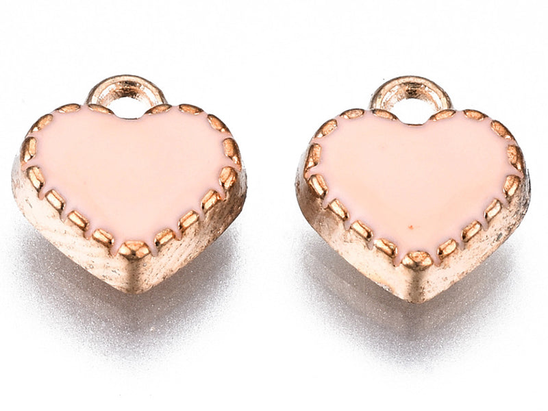 Achat 3 breloques cœurs émaillées - rose - 8 x 7 mm