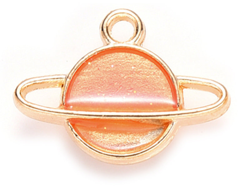 Achat Breloque émaillée - Planète orange