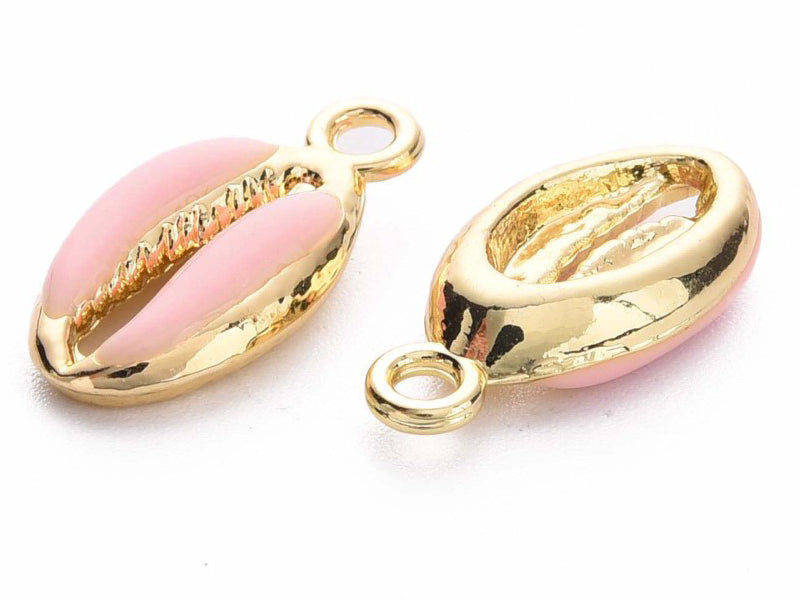 Achat Breloque émaillée - cauri rose - 17 mm
