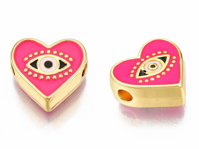 achat Breloque émaillée - cœur & œil - rose - 11 mm