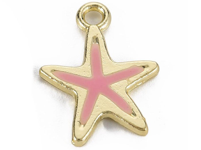 Achat Breloque émaillée - fine étoile de mer - Rose pâle