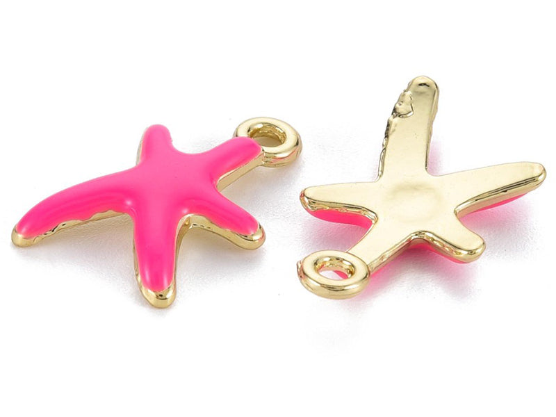 Achat Breloque émaillée - étoile de mer - rose fuchsia