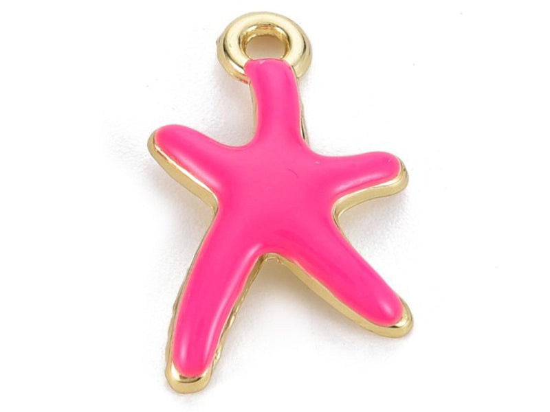Achat Breloque émaillée - étoile de mer - rose fuchsia